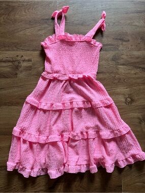 planet gold pink summer dress girls large 10-12